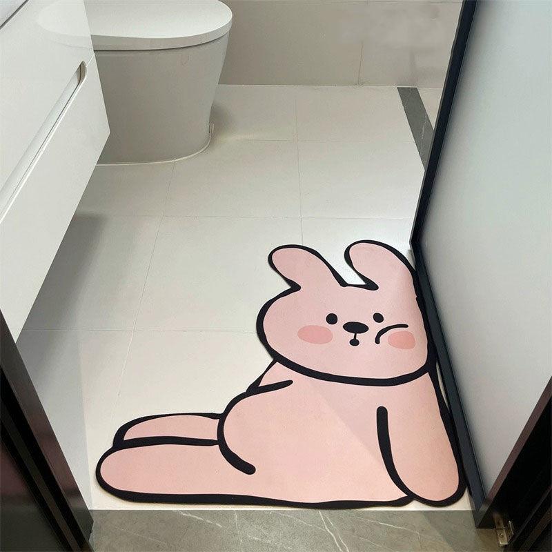 Bathroom Door Mat Cute Cartoon Floor Mat Diatomaceous Earth Water-Absorbing Foot Mat Easy To Clean Quick-Dry