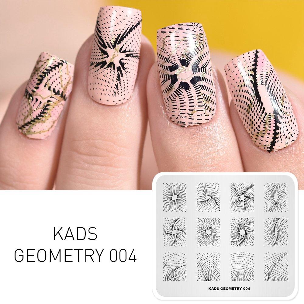 

KADS Geometry 004 пластины для штамповки ногтей вращающаяся полоса DIY шаблоны изображений маникюрный штамп для ногтей