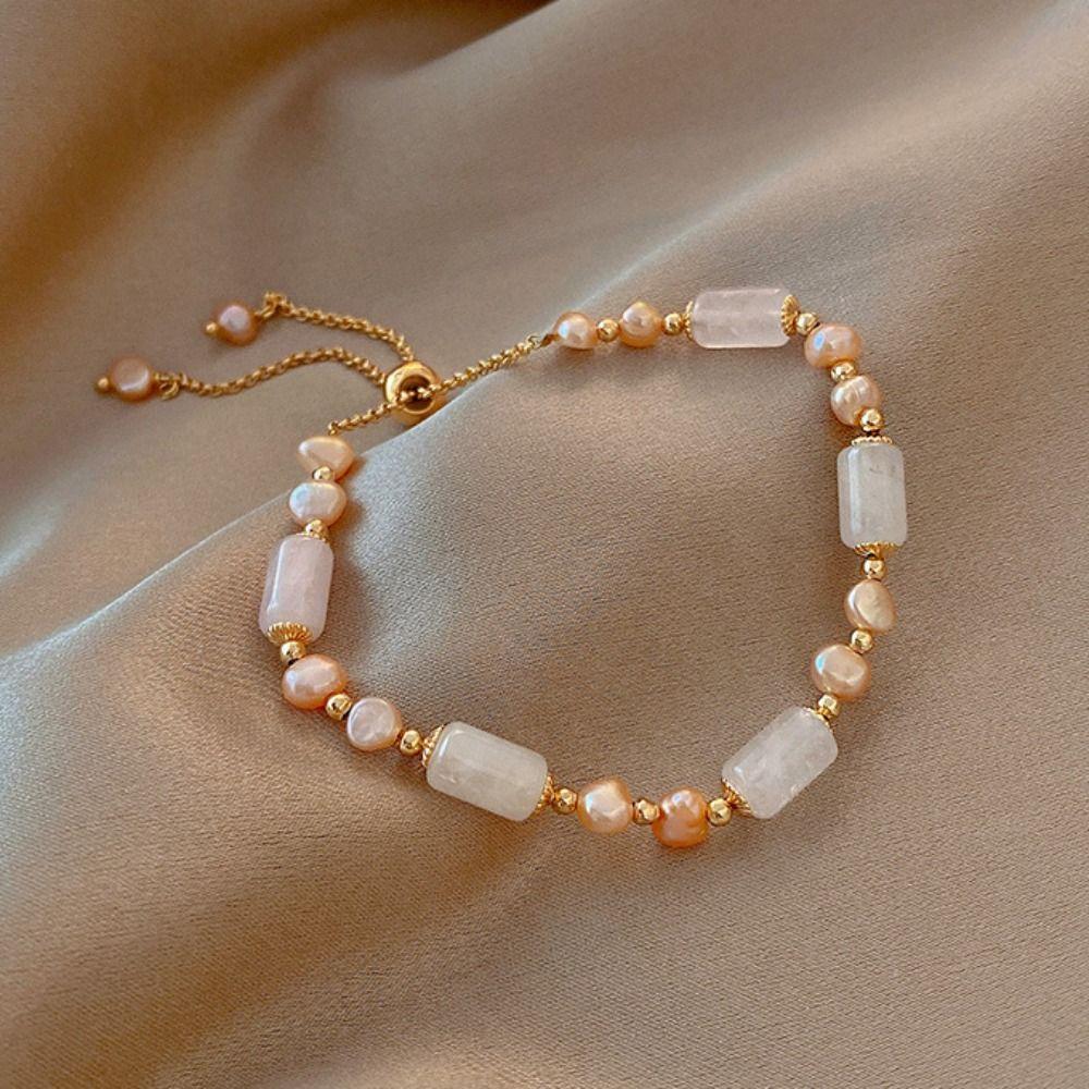 Good Luck Pearl Cool  Chain Korean Style Bracelet Sweet Hand Chain Baroque Female Bracelet