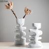 MinMinimalist Striped Design Ceramic Vase Plant Pots Table Decoration Ornaments Flower Arrangement Vase Room Aesthetic Decor