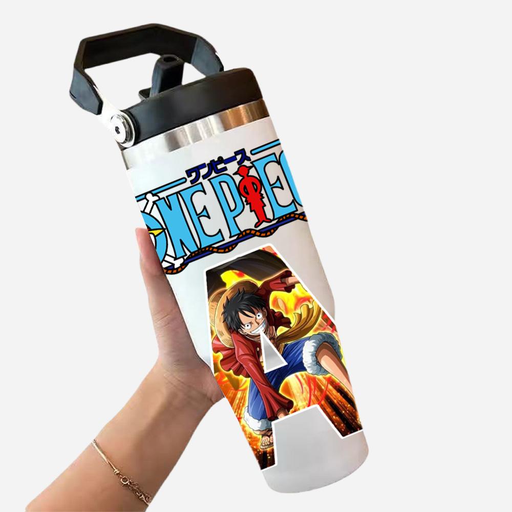 30oz Anime A-Z English Letter Printed Simple Solid Color Stainless Steel Thermos Water Cup Thermal Insulation Cold Ice Cup