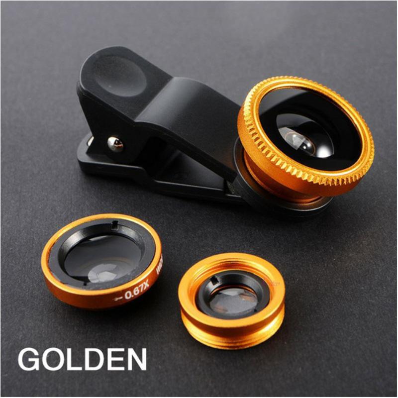 3 In 1 Wide Angle Micro Zoom Fisheye Lens Clip For Samsung Huawei Phone Camera Webcam Cover Case