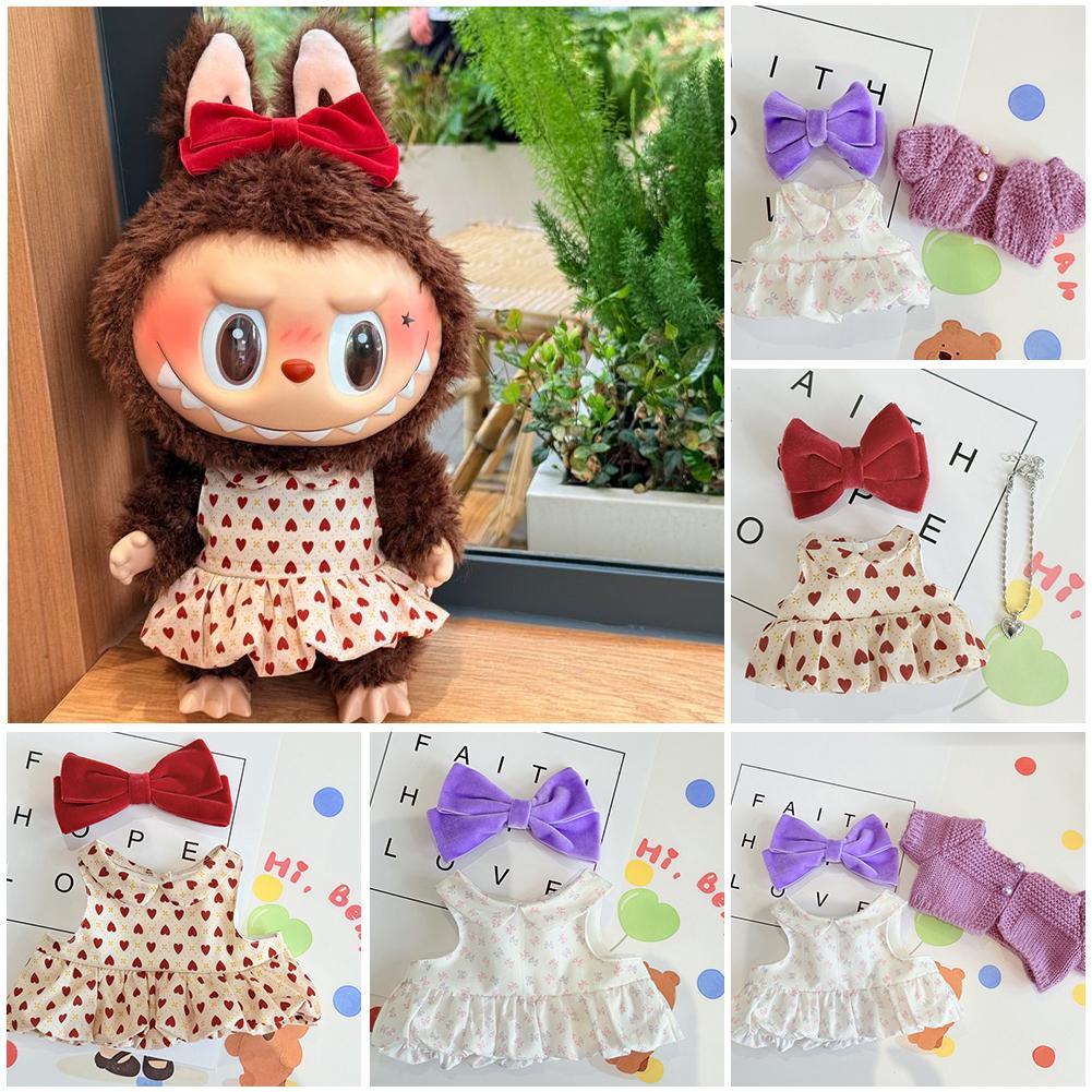 For 17cm/38cm Labubu Doll Clothes Fashion Dress Sweater Doll Clothes Color Match Cardigan Dolls Accessories Cute Decoration Little Clothes
