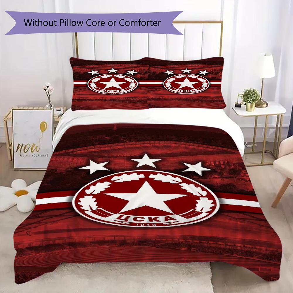 PFC CSKA Sofia Pattern Bedding Uilt Set Uilt Cover Pillowcase Home Decoration Birthday Gift (1 * Duvet Cover + 2 * Pillowcase Without Core)