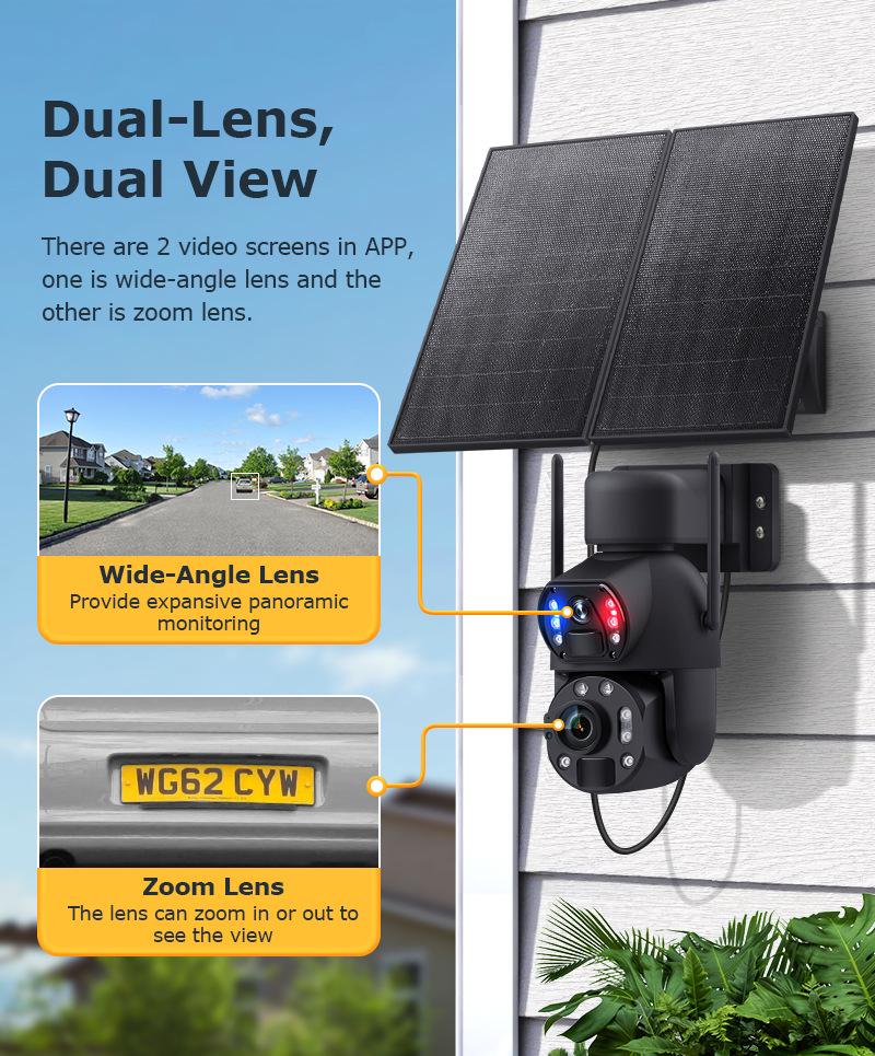 4G Dual-Lens 6MP Solar Camera with 36X Zoom and Full-Color Night Vision for All-Day Outdoor Surveillance