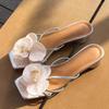 Designer Women Slippers Fashion Floral Decoration High Heels Slipper Summer Elegant High Heels Sandals for Women Sandalias Mujer