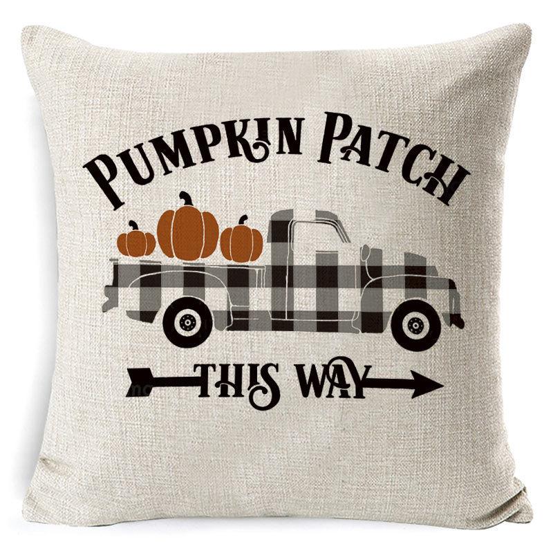 New Thanksgiving Pumpkin Plaid Pillow Cover Holiday Home Decoration Cushion Cushion Cover Home