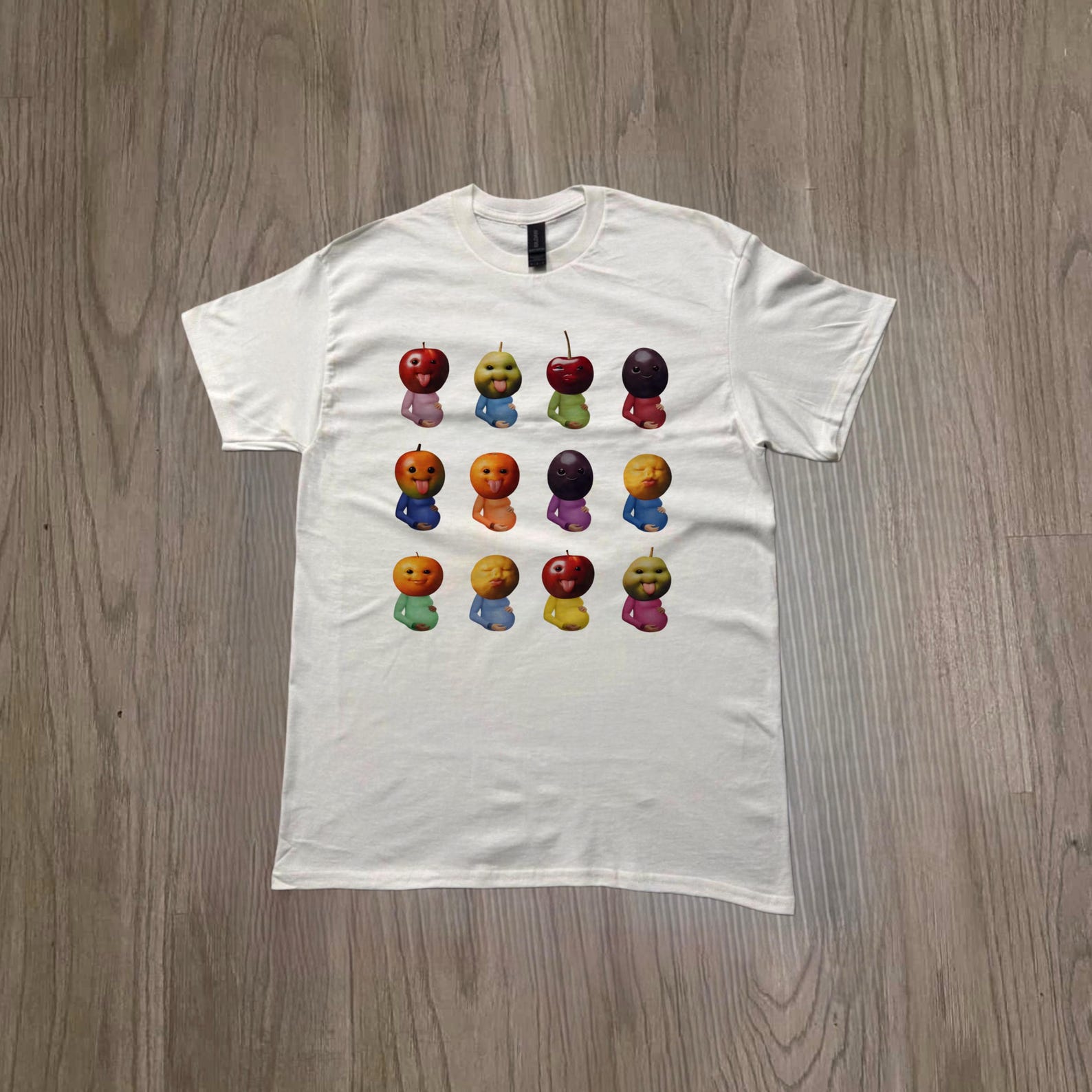 Funny Fruit Baby T Shirt, Cute Weird Graphic Tee, Surreal Art Shirt, Kawaii Fruit Characters, Aesthetic Humor Tee 2XL