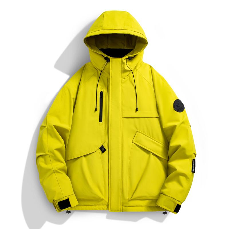 Pánská ležérní bavlněná bunda s kapucí, jednobarevná, zimní, pro každodenní nošení