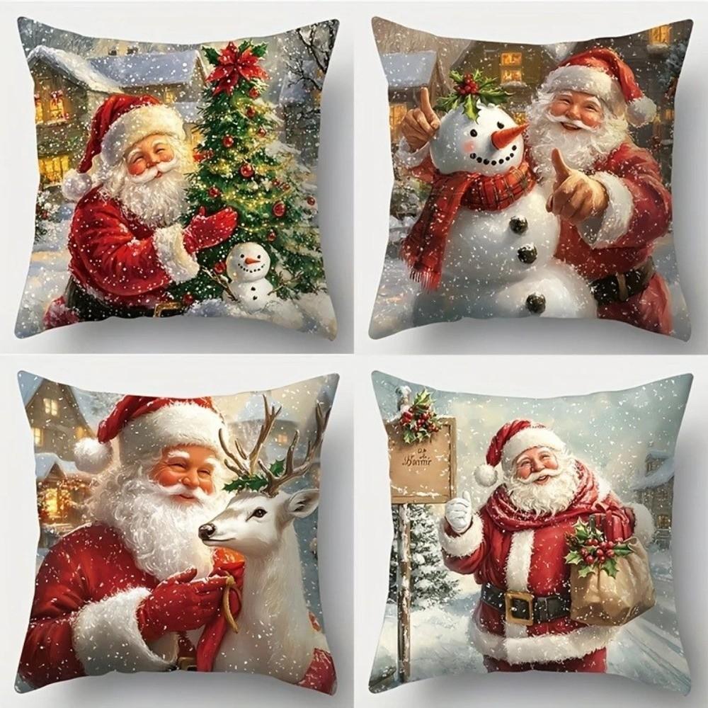 

Non-Real Embroidery Festive Pillowcase Christmas Cushion Cover New Plush Pillow Case Party Decor G