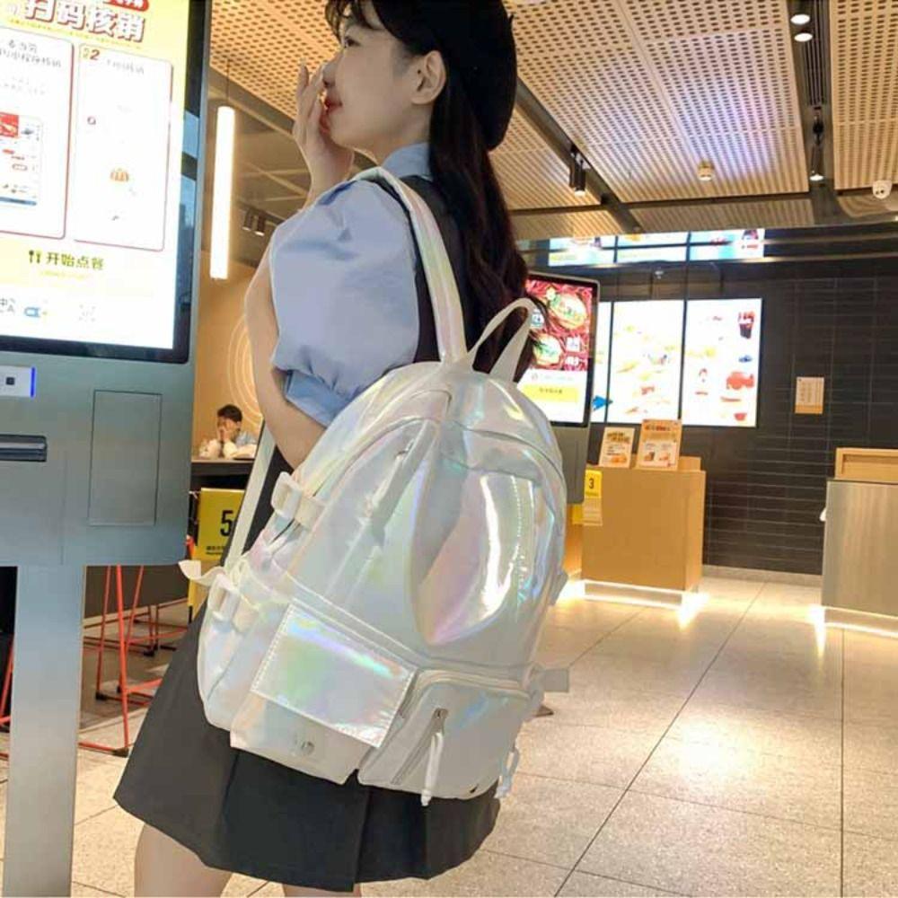 Multi-Pocket Laser  Backpack Large Capacity Shoulder Bag Creative Students School Bag  Outdoor