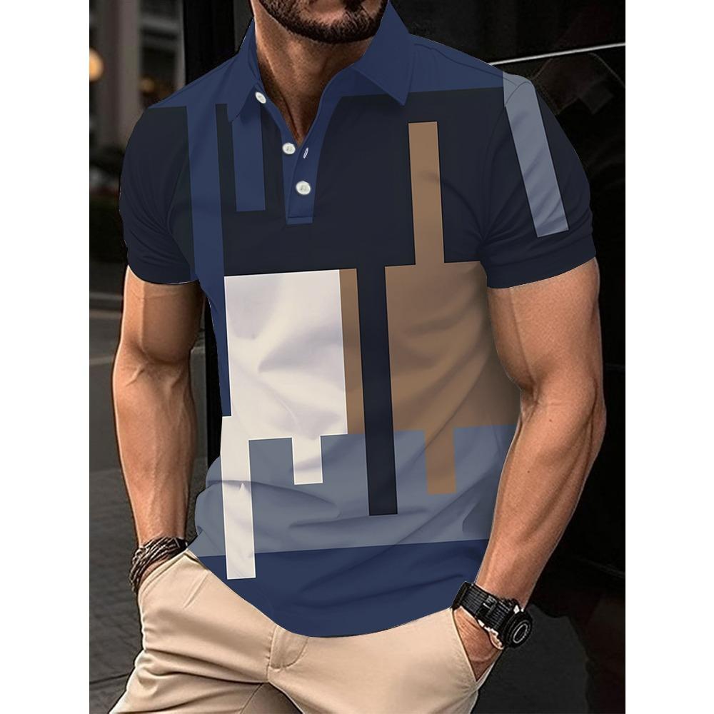 Men's Daily Breathable Shirt Summer Lapel Digital Printing Loose, Quick-drying, Comfortable and Versatile for Play