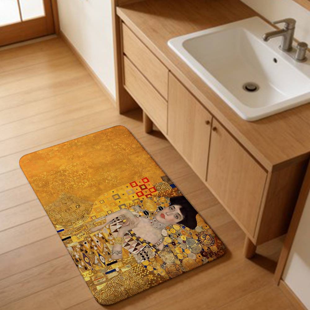 Gustav Klimt The Kiss Soft Hallway Carpet Non-Slip Laundry Room Mat Laundry Decor Balcony Child Living Room Toilet Rug