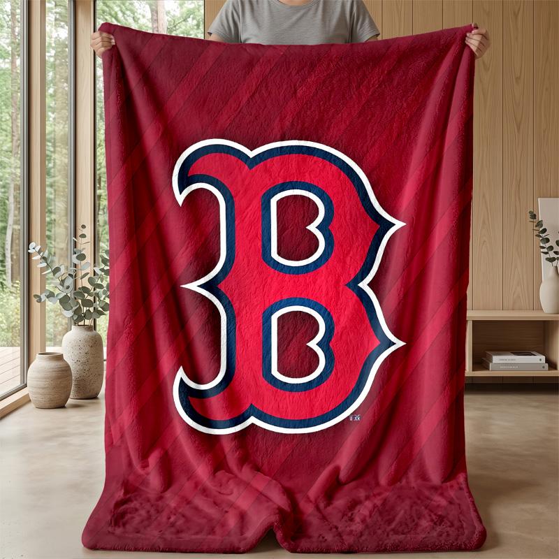 Boston Red Sox Flannel Fleece Blanket Cozy Warm Throw Blanket For Couch Bed Travel All Season Use