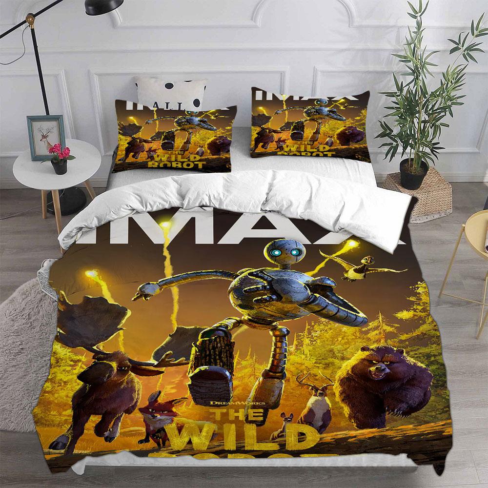 

The Wild Robot () Bedding Sets Bed Cover Comforter Duvet Cover Pillow Case 2-3 Pieces Sets Teenagers Children S Gifts EU Single 135x200cm