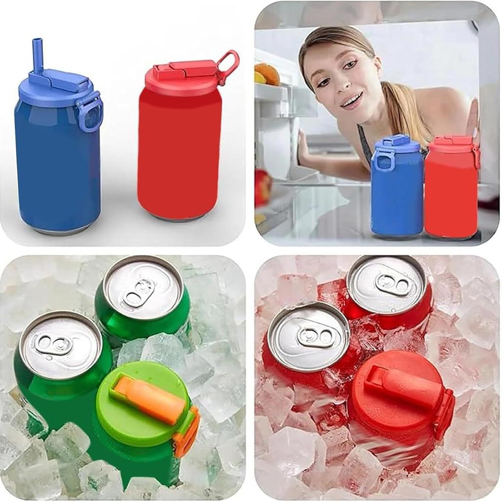 Pack Of 4 Silicone Can Covers with Straw for Sodas and Beer Spill Proof Beverage Juice Can Lid for Outdoor Activity