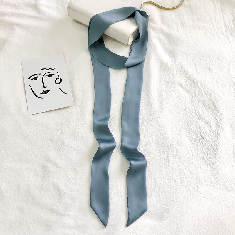 Women's Solid Silk Ribbon Scarf: Thin, Long, Narrow Neck Tie & Shirt Accessory