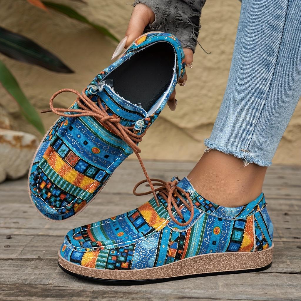 Women's Tribal Shoes - Bold Orange, Non-Slip Rubber Sole for Everyday Special Events - Easy-Clean Casual Flats for Fall Outfits, Comfortable Walking