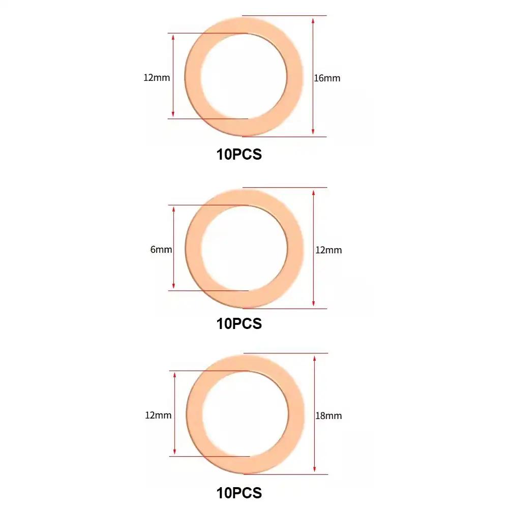 100Pcs Washer Copper Sealing Solid Gasket Washer Sump Plug Oil for Boat Crush Flat Seal Ring Tool