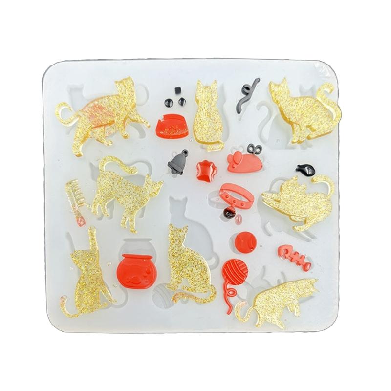 Lovely Cats Shape Silicone Mould Jewelry Tool Multipurpose for Handmade Soap Candle Cake Decoration Designs