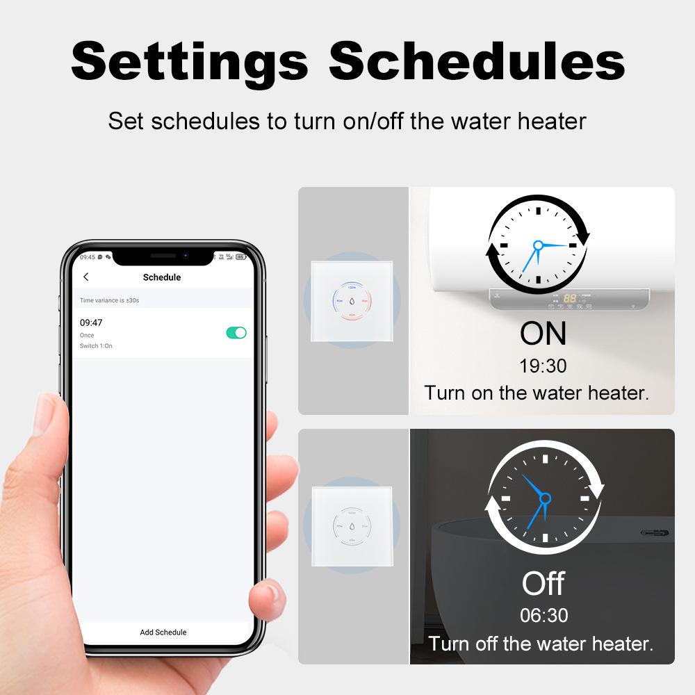 Graffiti WiFi Smart Touch Switch for Water Heater & Air Conditioner, 40A High-Power, European Standard, Voice Control.