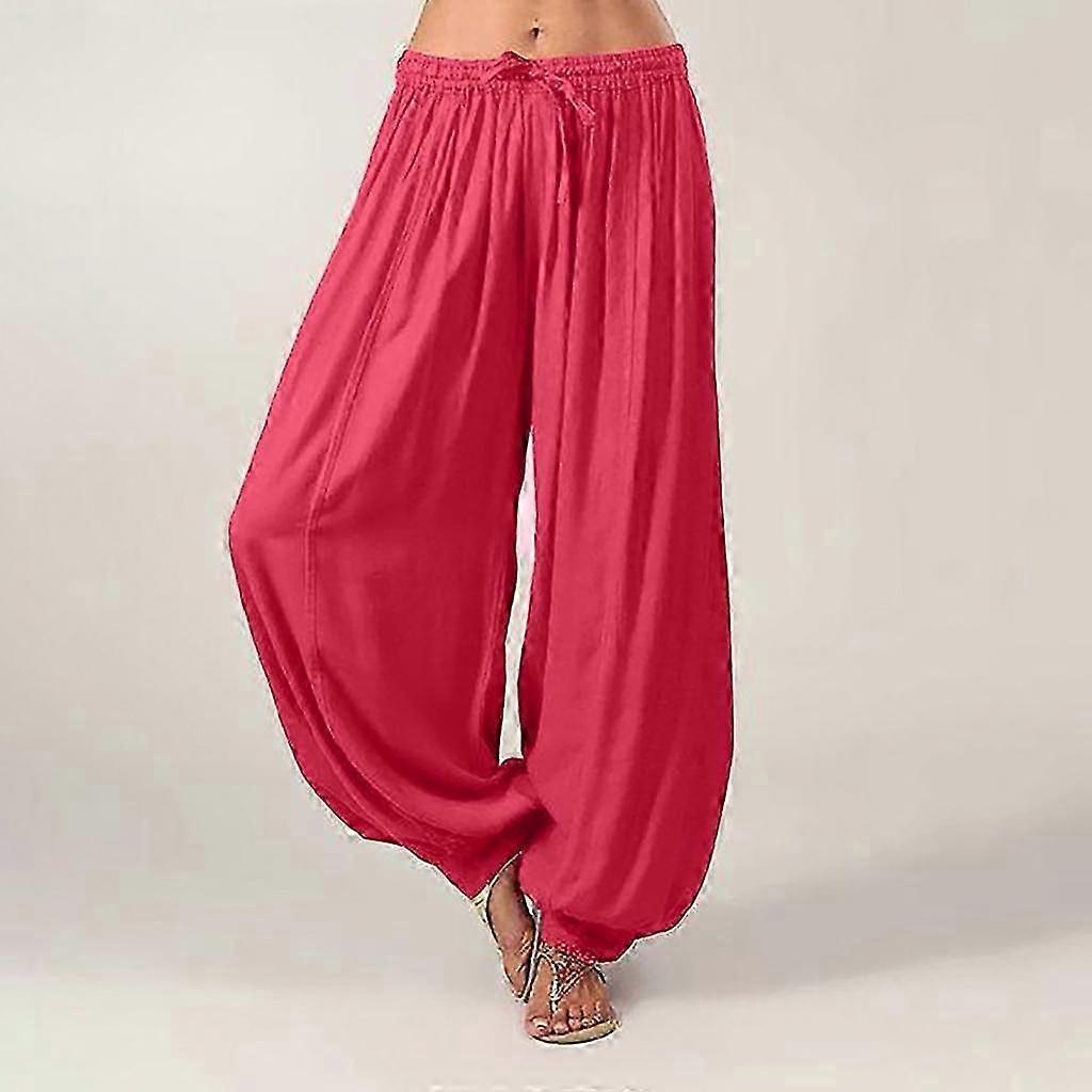 Pantaloni Harem da donna taglie forti Pantaloni lunghi casual Pantaloni da yoga larghi larghi tinta unita Pantaloni da donna in cotone e lino per il tempo libero