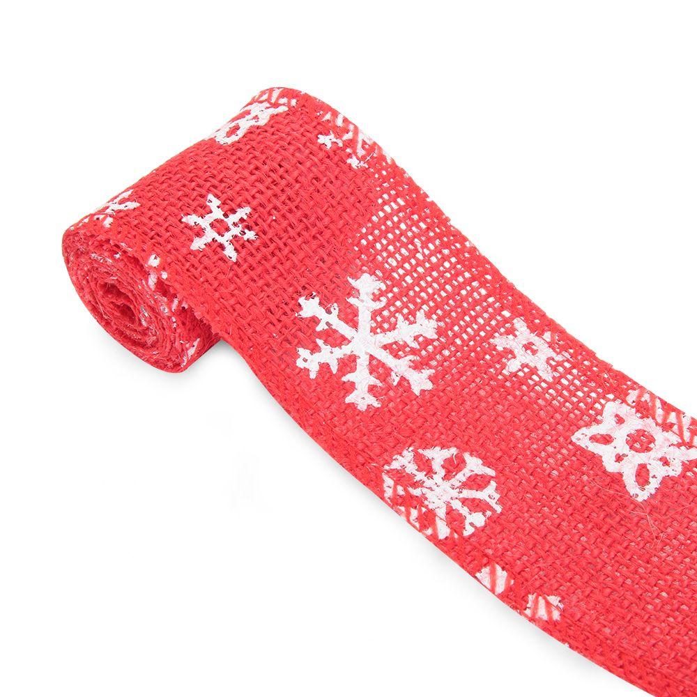 Vintage Natural Hessian Edge Snowflake Merry Christmas Jute Burlap Sisal Trim Lace Ribbon Snowflake