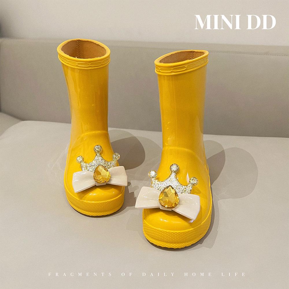 MINI DD2026 Children's Princess Rain Boots - Waterproof, Anti-slip, Mid-calf Shoes for Toddlers & Girls