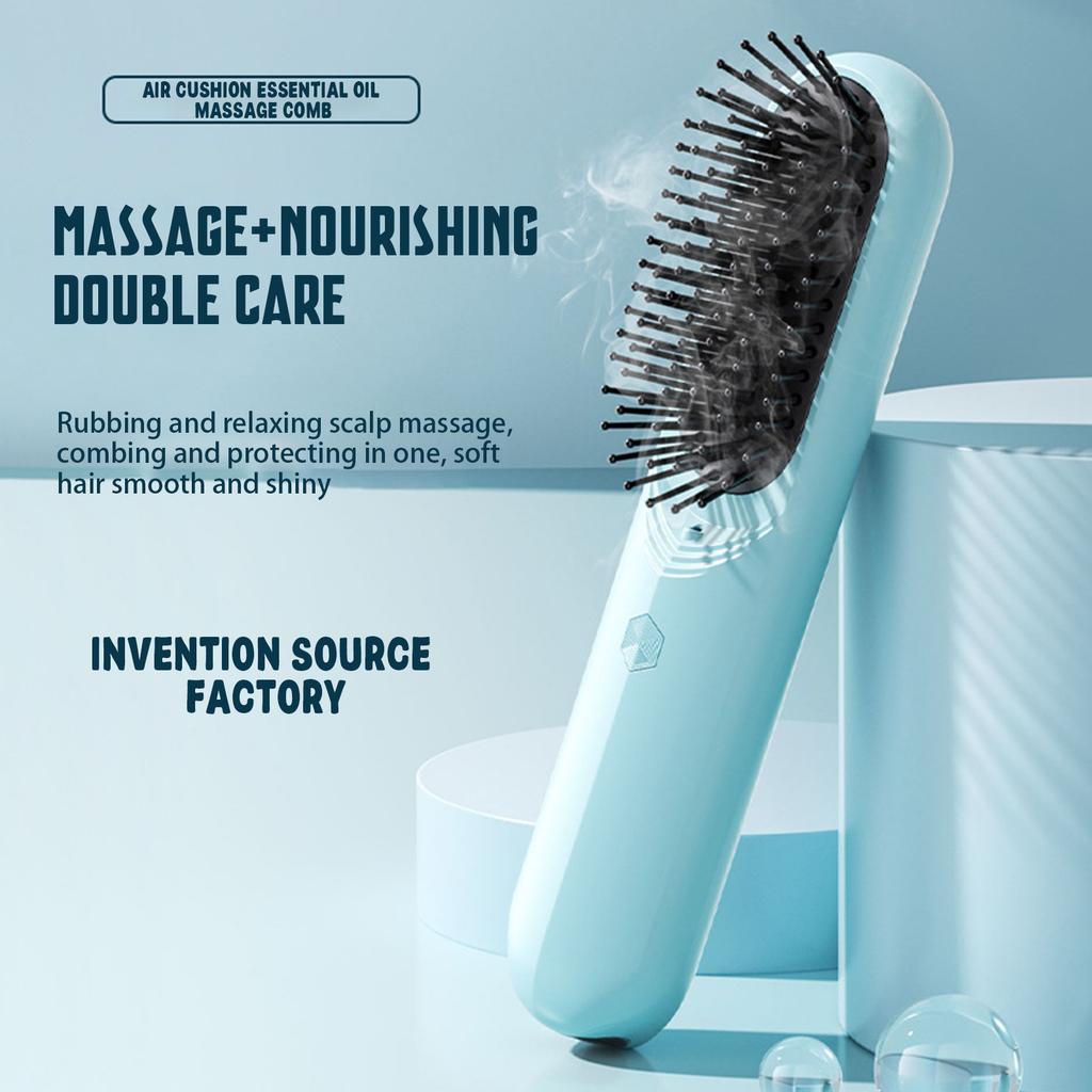 Cordless Straightening Hair Brush, Portable Cushion Brush for Smoothing and Massage