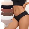 Roupa íntima sem costura para mulheres Sexy Cintura Baixa Hipster Borda Ondulada Calcinha Biquíni Invisível Feminina Elástica Cheeky Borda Festonada Biquíni Calcinhas Respiráveis