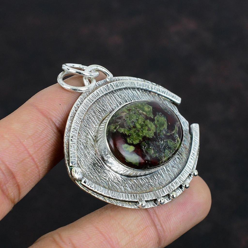 Dragon Bloodstone Gemstone Pendant 925 Sterling Silver Pendant Stylish Pendant Dragon Bloodstone Jewelry Handmade Boho Pendant Gifts For Her