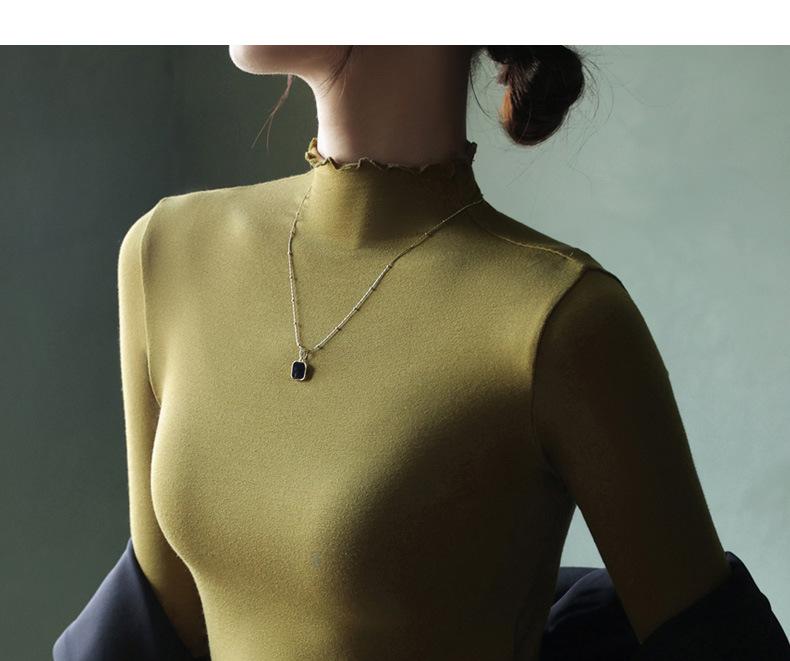 Women's Stylish High-Neck Ruffled Long Sleeve Top - Slimming and Flattering for Autumn/Winter