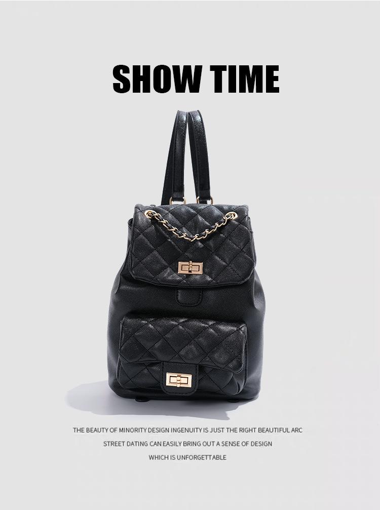 2026 New Stylish Women's Diamond Quilted Chain Backpack - Versatile Small Commuter Bag for Travel and Outings