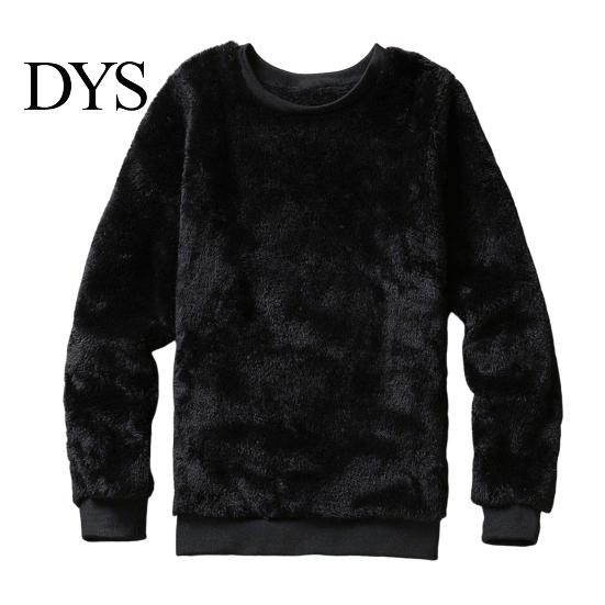 Male Pullover Sweatshirt Men Double-sided Plush Long Sleeve O-neck Loose Fit Windproof Keep Warm Streetwear Solid Color Winter Top for Outdoor