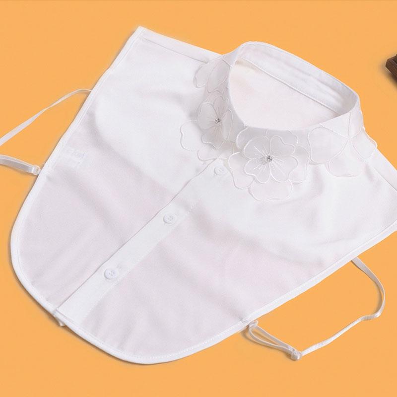 

Perfect Match Embrodiery Chiffon Shirt Fake Collar Women Detachable Collars White Ladies Tie Black False Collar Shirt Removable Nep Kraagie