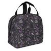 Magic Goth Spooky Gray Purple Black Lunch Tote Bag Insulated Leakproof Lunch Box Container with Front Pocket for Girls Boys