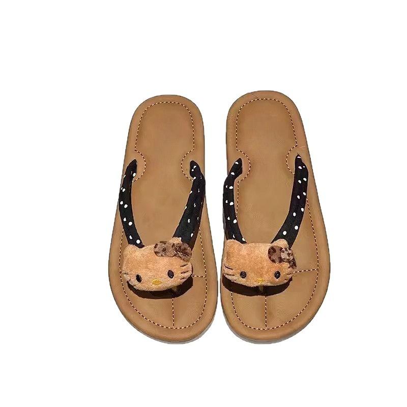 High-value cute KT cat flip-flops women's outer wear summer new versatile casual beach shoes soft sole