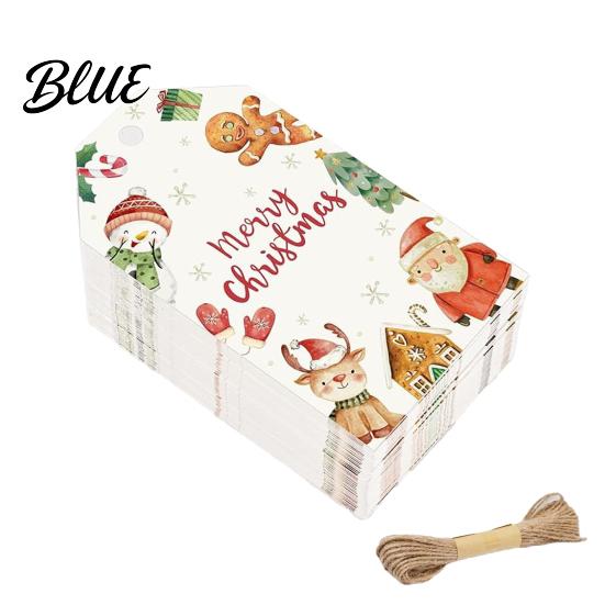 Holiday Craft Tags 50 Pcs Christmas Gift Tags Merry Thick Paper Labels with Santa Claus Jute Rope for Wrapping DIY Crafts New Year Party Favors