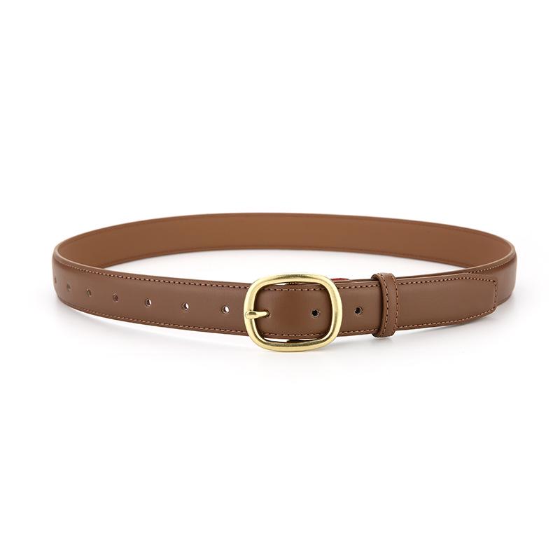 Cintura da donna in vera pelle nera retrò - Versatile accessorio per jeans in pelle di mucca, punzonatura gratuita