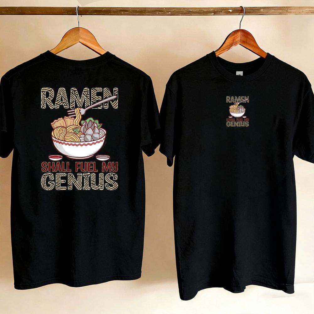 Funny RaUnisex Shirt Foodie Gift for Noodle Lover Novelty Short Sleeve Crew Neck Relaxed Fit Cartoon Illustration Unisex Clothing Tops