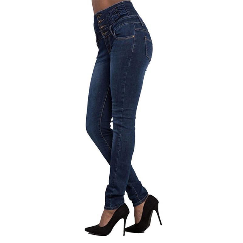 Dámské ležérní kalhoty s vysokým pasem Demin Pencil Pants Slim Jeans