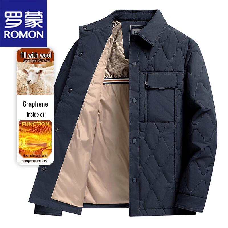 ROMON Men's Business Casual Lapel Padded Jacket