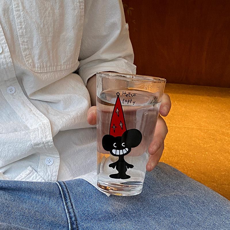 Homemade Retro Cartoon Funny Cat Glass Juice Cup Antique Cute Puppy Cold Drink Cup Large Gift