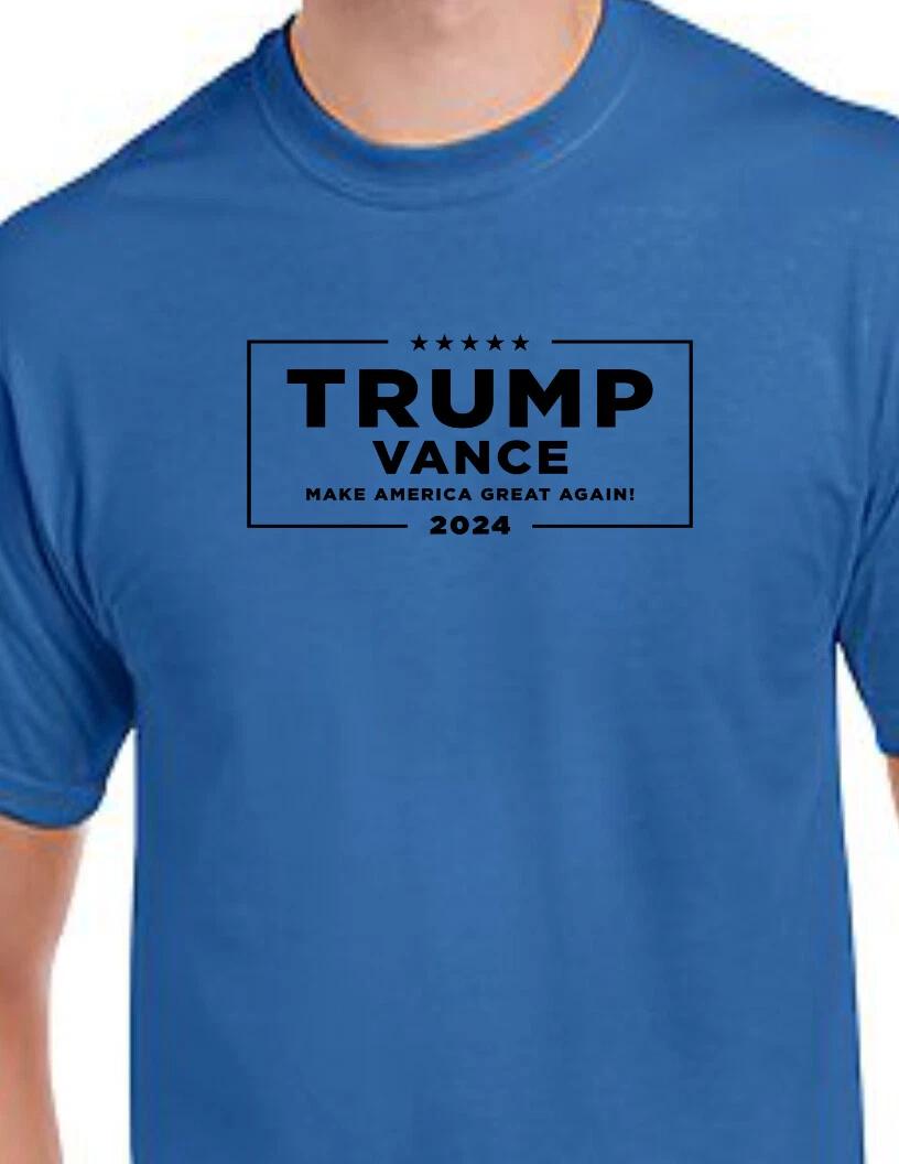 Blue Trump Vance 2024 Election MAGA GOP Republican Canidates Black Logo T-Shirt 3XL