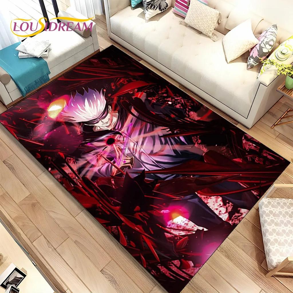 Tappeto Area Cartoon Anime Jujutsu Kaisen Grande, Tappeto per Soggiorno Camera da Letto Divano Zerbino Decorazione, Tappetino Antiscivolo per Bambini