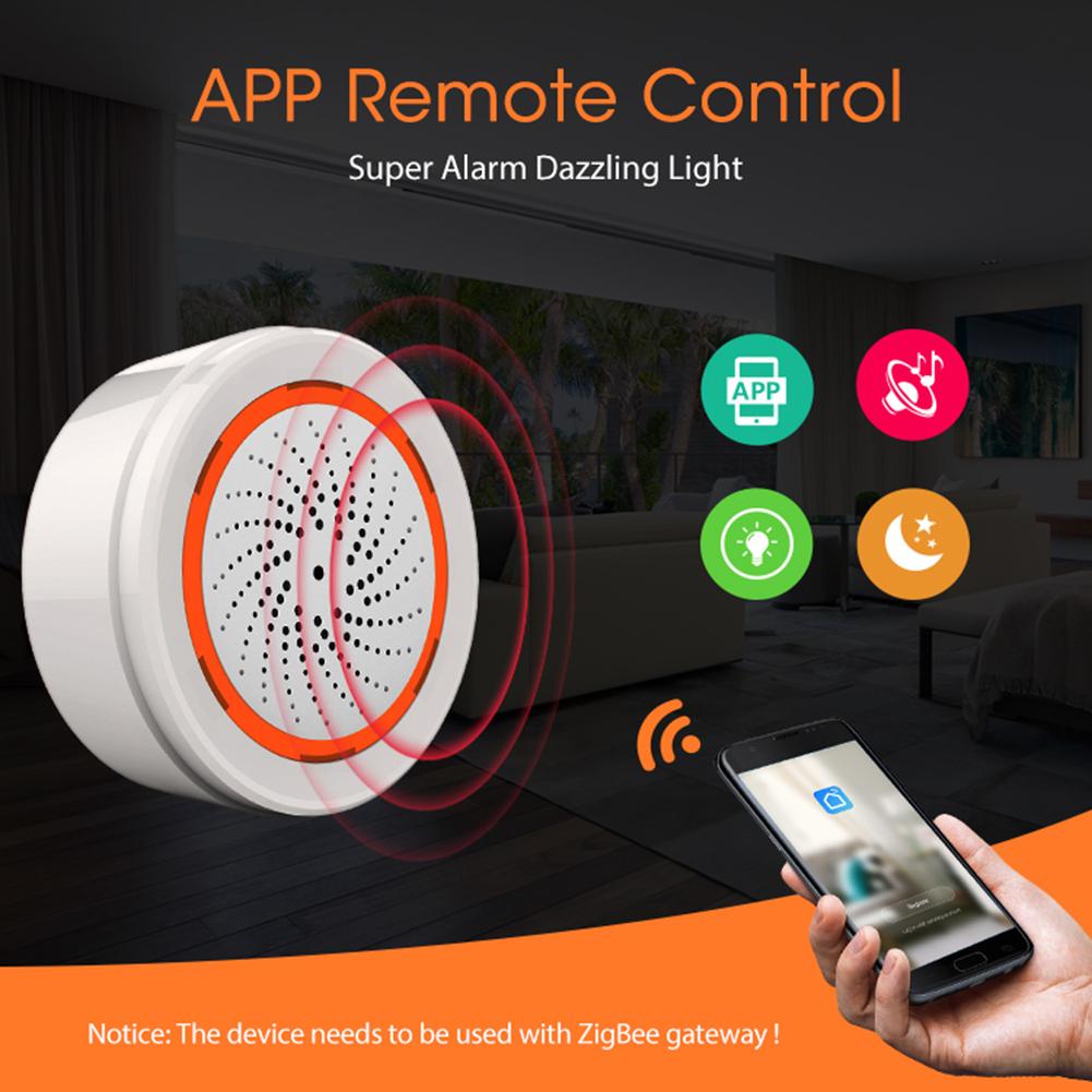 Tuya Zigbee Siren Alarm Sound Light Sensor 90dB Smart Siren Alarm Support App Remote Control for Home Security Protection System
