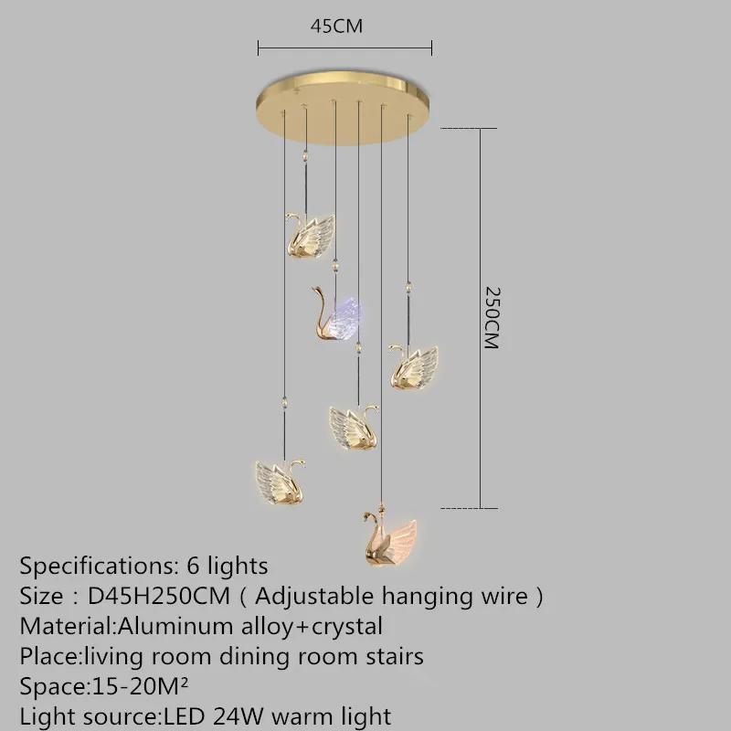 Nordic Creative Acrylic Swan LED Hanging Chandelier Study Bedroom Living Room Restaurant Pendant Lamps Bar Indoor Lighting Decor
