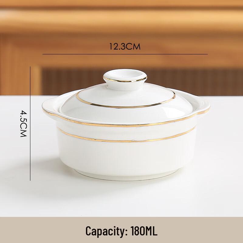 

Ceramic Double-Boiler Stew Pot with Gold Rim