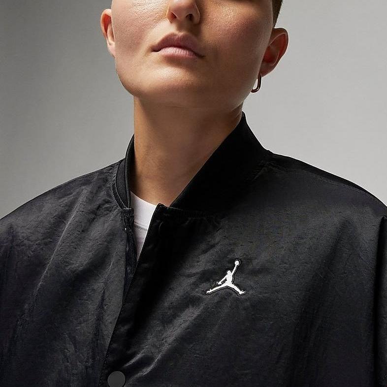 Jordan Colorblock Logo Embroidery Baseball Jacket Women Outerwear Black DV1414-010