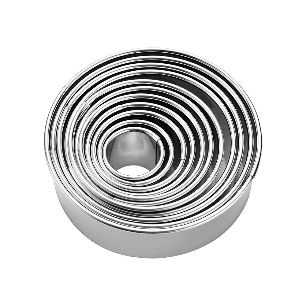 11/12pcs Round Cookie Mold Set Stainless Steel Cutting Mold Suitable for Baking Cakes Mousse Donuts Fondant Cookie Ring Mold
